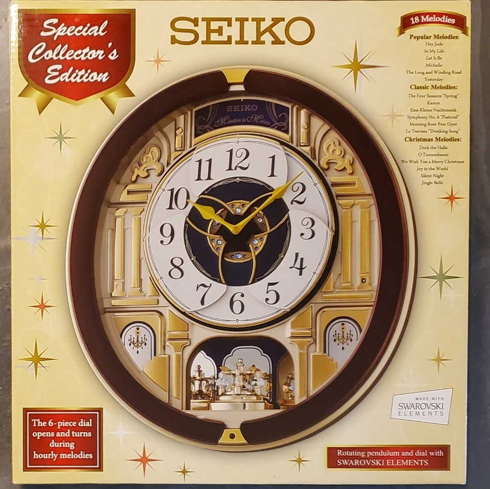 Seiko Golden Pillars Melodies in Motion Wall Clock